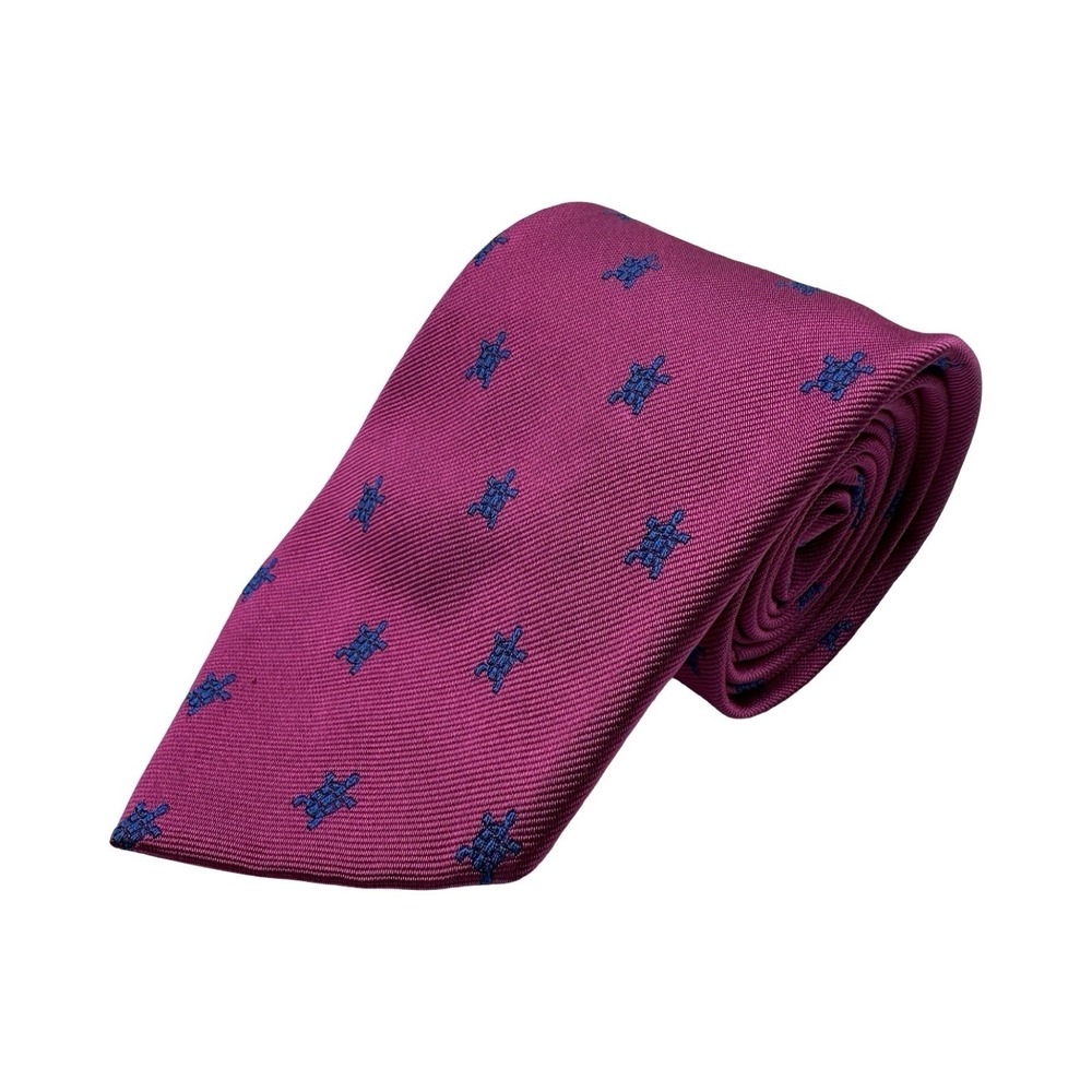 Polo Ralph Lauren Pink Blue Turtle AOP Mens VTG Silk Tie 3.5 Inch Width